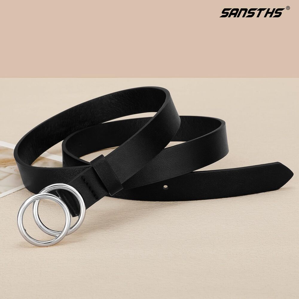 1187 Skinny Black Belts For Women Fashion Ladies Thin Leather Dresses Belt - Picture 5 of 5